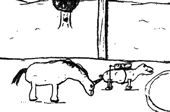 Engine Dog plays basketball with some magical unicorns.