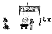 Engine Dog attends a vegetarian cookout.